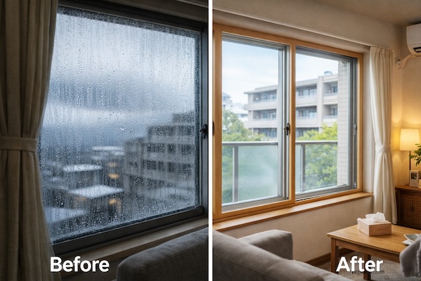 マンションの内窓リフォームの改修前後 | MADOショップ平塚真土店（株式会社 小林建窓）